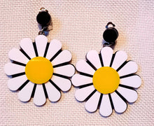 Load image into Gallery viewer, Large pop art Vintage Style Acrylic Daisy Clip On Earrings
