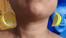 Load image into Gallery viewer, Handmade Lemon Slice Pop Art Acrylic  Earrings (pierced ears)
