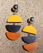 Load image into Gallery viewer, Natural Wood Dangle Clip On Dangle Earrings
