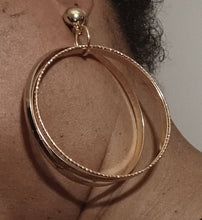 Load image into Gallery viewer, Extra Large Handmade Gold Metal Multi Hoop Clip On Earrings
