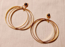 Load image into Gallery viewer, Extra Large Handmade Gold Metal Multi Hoop Clip On Earrings
