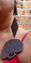 Load image into Gallery viewer, Handmade Extra Large Wooden afrocentric  Earrings 10 inch
