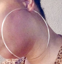 Load image into Gallery viewer, Giant Silver Metal  Hoop Earrings 6 inch
