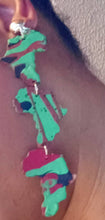 Load image into Gallery viewer, Handmade Handpainted Wooden Africa Clip On Earrings red black and green juneteenth style
