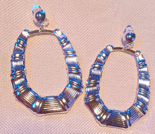 Load image into Gallery viewer, Classic Clip On Large Bamboo Hoop Earrings silver
