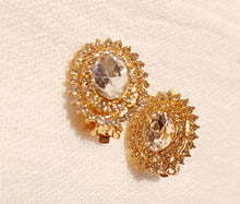 Load image into Gallery viewer, Small Crystal Stud Clip On Earrings gold
