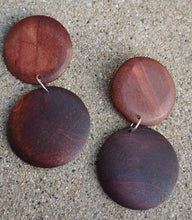 Load image into Gallery viewer, Chunky Handmade hand carved Natural Wood Clip On Earrings
