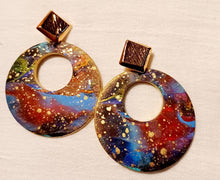 Load image into Gallery viewer, Abstract Handpainted Design Wooden Earrings pierced
