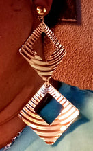 Load image into Gallery viewer, Handmade Extra longAbstract crinkle Metal Clip On Earrings silver
