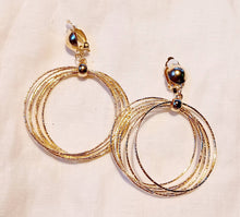Load image into Gallery viewer, Gold Metal Multi Hoop Clip On Earrings medium size
