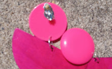 Load image into Gallery viewer, Handmade Pop Art Pink Clip On Earrings: Extra Large Wood Acrylic
