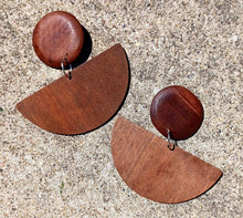Load image into Gallery viewer, Handmade extra large Abstract Pop Art  wood Statement Clip on  Earrings
