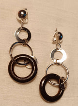 Load image into Gallery viewer, Natural Wood and metal Clip On Dangle Earrings
