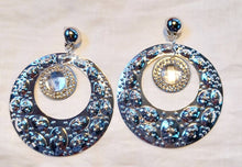Load image into Gallery viewer, Large Handmade Hammered Metal Disc Clip On Earrings silver

