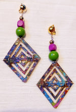 Load image into Gallery viewer, Abstract Handpainted Wood Earrings, Lightweight Clip On
