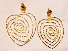 Load image into Gallery viewer, Large Hammered Metal Abstract Heart Clip on Earrings Gold
