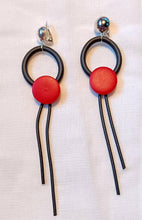 Load image into Gallery viewer, Pop Art Rubber and Wood Clip On Earrings
