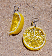 Load image into Gallery viewer, Handmade Lemon Slice Pop Art Acrylic  Earrings (pierced ears)
