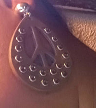 Load image into Gallery viewer, Handmade faux leather Peace symbol Clip On Earrings 2.5 inch
