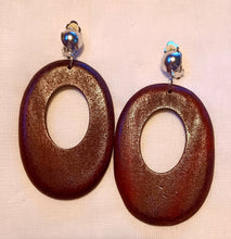 Load image into Gallery viewer, Chunky Handmade Natural Wooden Hoop  Clip On Dangle Earrings
