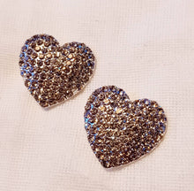 Load image into Gallery viewer, Chunky Crystal Heart Stud Clip On Earrings silver
