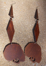 Load image into Gallery viewer, Handmade Extra Large Wooden afrocentric  Earrings 10 inch

