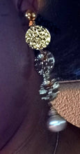 Load image into Gallery viewer, Handmade Hammered Metal Disc Clip On Earrings gold 3 inch
