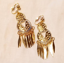 Load image into Gallery viewer, Small Gold  Dangle Clip On Earrings
