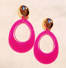 Load image into Gallery viewer, Chunky Handmade Acrylic Hoop Clip On Earrings pink
