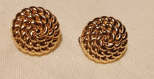 Load image into Gallery viewer, Gold Ball Rope Stud Clip On Earrings
