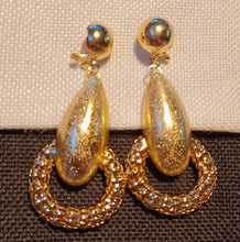 Load image into Gallery viewer, Hammered Metal and chain Clip On Earrings gold
