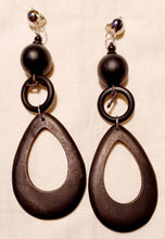 Load image into Gallery viewer, Extra large Handmade Natural Wood Dangle Clip On Dangle Earrings
