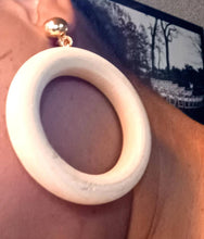 Load image into Gallery viewer, Extra large Clip on handmade Natural Wood Hoop Earrings Natural
