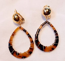Load image into Gallery viewer, Small Handmade Tortoise Acrylic Dangle Clip On Earrings
