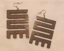 Load image into Gallery viewer, Black Classic Adinkra Symbol Wooden Earrings black

