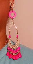 Load image into Gallery viewer, Handmade Tassel Clip On Dangle Earrings Long Style 4 inch Red color
