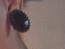 Load image into Gallery viewer, Large Chunky Black Crystal Stud Clip On Earrings
