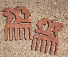 Load image into Gallery viewer, Africa Wood Afro Pick Earrings
