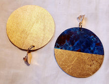 Load image into Gallery viewer, Extra Large Abstract Handpainted Wooden Hoop Earrings Clip on
