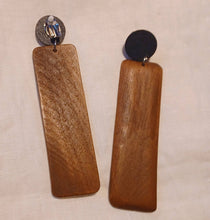 Load image into Gallery viewer, Hand carved Wood Minimalist Clip On Earrings
