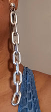 Load image into Gallery viewer, Handmade Chunky silver Plastic Chain Earrings Clip On 9 in
