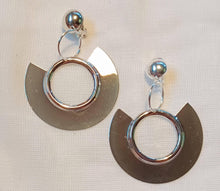 Load image into Gallery viewer, Chunky Geometric design silver hoop clip on  Earrings
