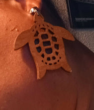 Load image into Gallery viewer, Lucky Turtle Wooden Clip on Earrings brown
