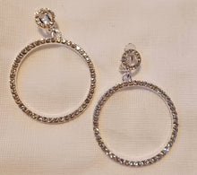 Load image into Gallery viewer, Rhinestone Hoop Clip On Earrings silver
