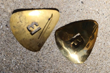 Load image into Gallery viewer, Vintage Chunky Brass A initial Earrings rare Kenya

