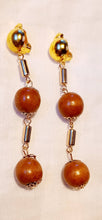 Load image into Gallery viewer, Handmade wooden Ball Dangle Clip On Earrings
