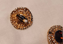 Load image into Gallery viewer, Pink Rhinestone Stud Cluster Clip On Earrings pink/gold

