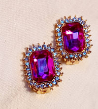 Load image into Gallery viewer, Crystal Stud Clip On Earrings pink

