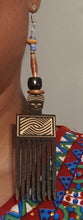 Load image into Gallery viewer, Handmade Afrocentric Afro Comb Wooden Earrings
