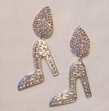 Load image into Gallery viewer, High Heel Statement Clip On Earrings Silver
